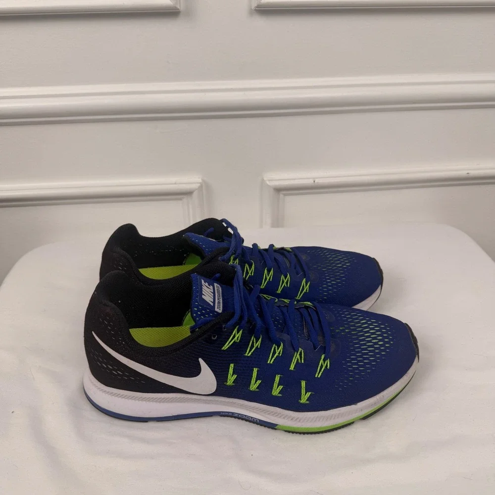 Nike Air Zoom Pegasus 33 Mens Running Shoes Blue Black Volt 831352-400 Size 10.5